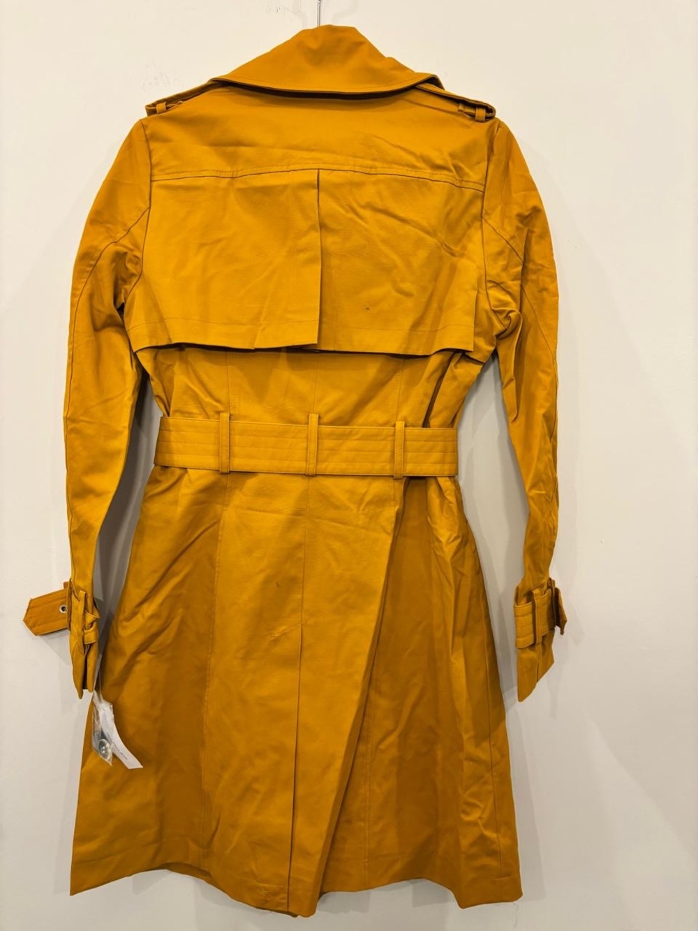 New York & Company Mustard Yellow Trench Coat Belted Size XS #A42 - Picture 2 of 4